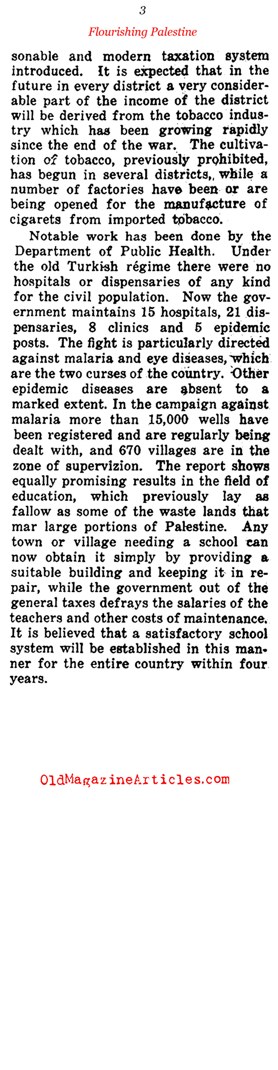 British Palestine Thrives (Current Opinion, 1922)